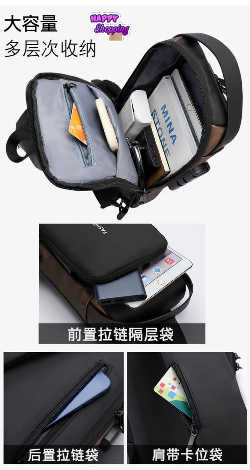 New Fashion Style Casual Water Proff Oxford Chest Cross Body Bag For Man