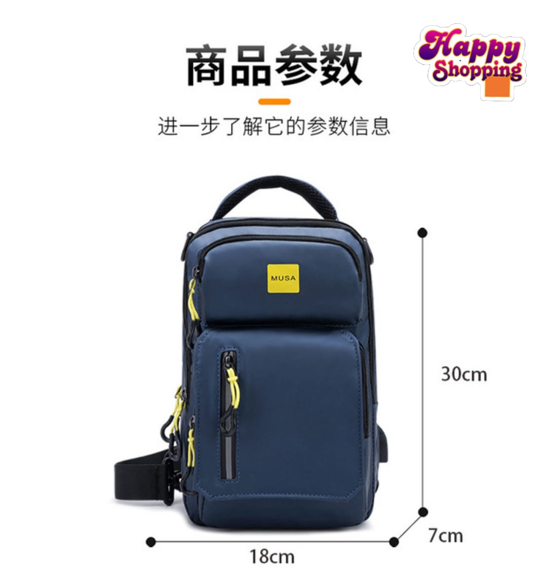 New Fashion Style Casual Water Proff multifunction Chest Cross Body Bag For Man