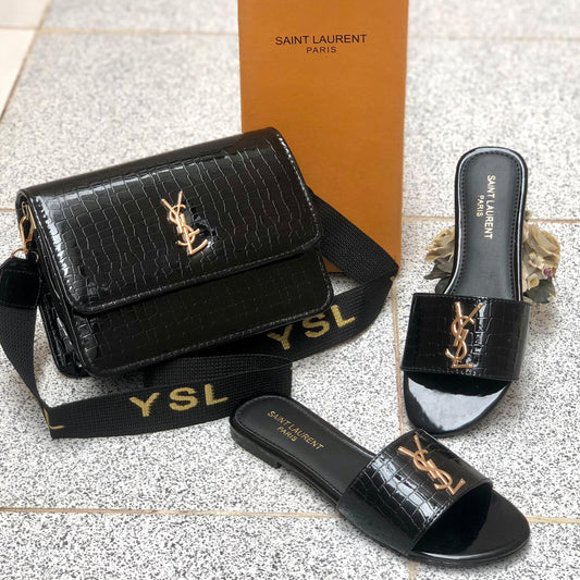 YSL Saint Laurent Slipper + YSL CrossBody Bag