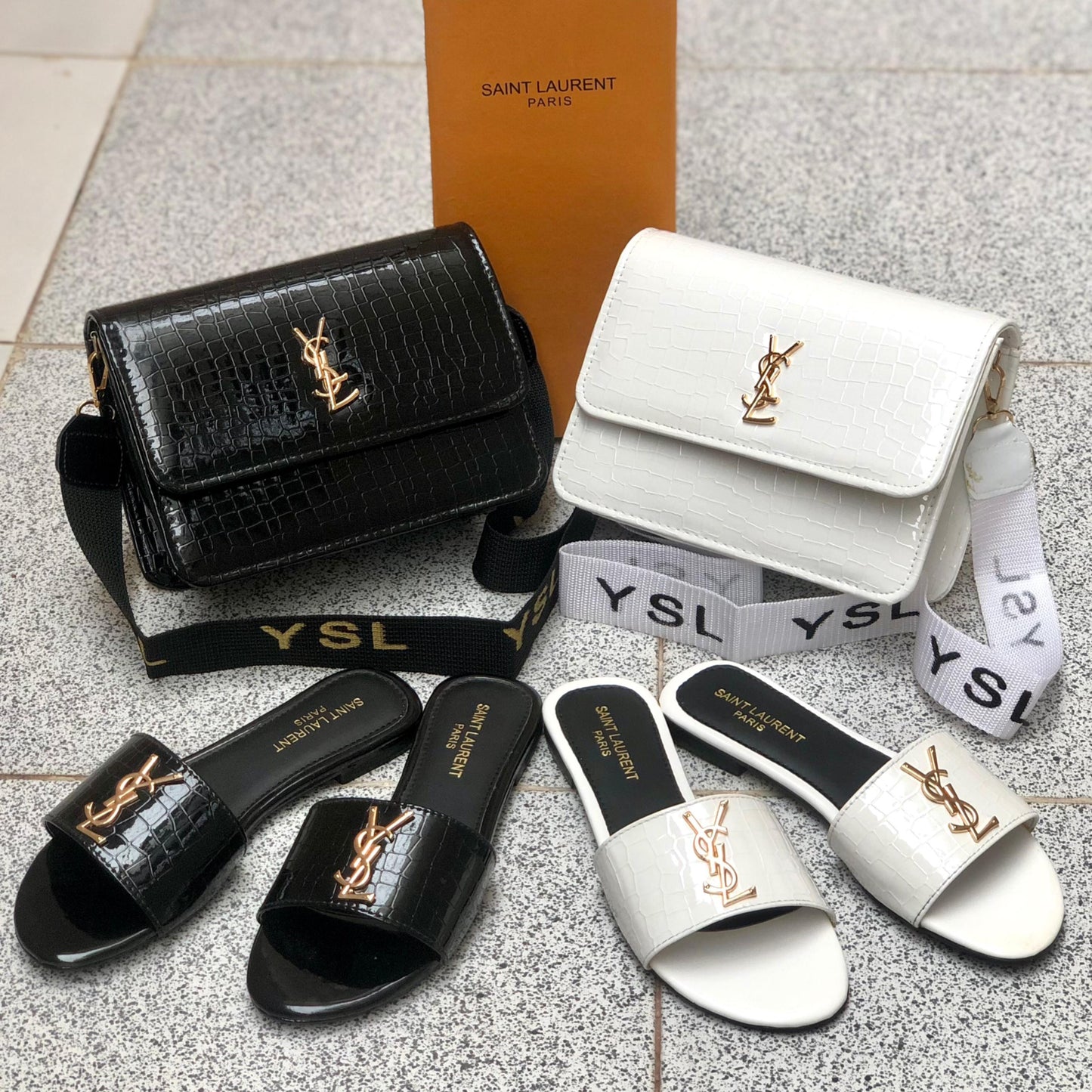 YSL Saint Laurent Slipper + YSL CrossBody Bag